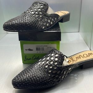 BNIB Sam Edelman Clara Woven Leather Mule Slide Flat Slip On 8.5